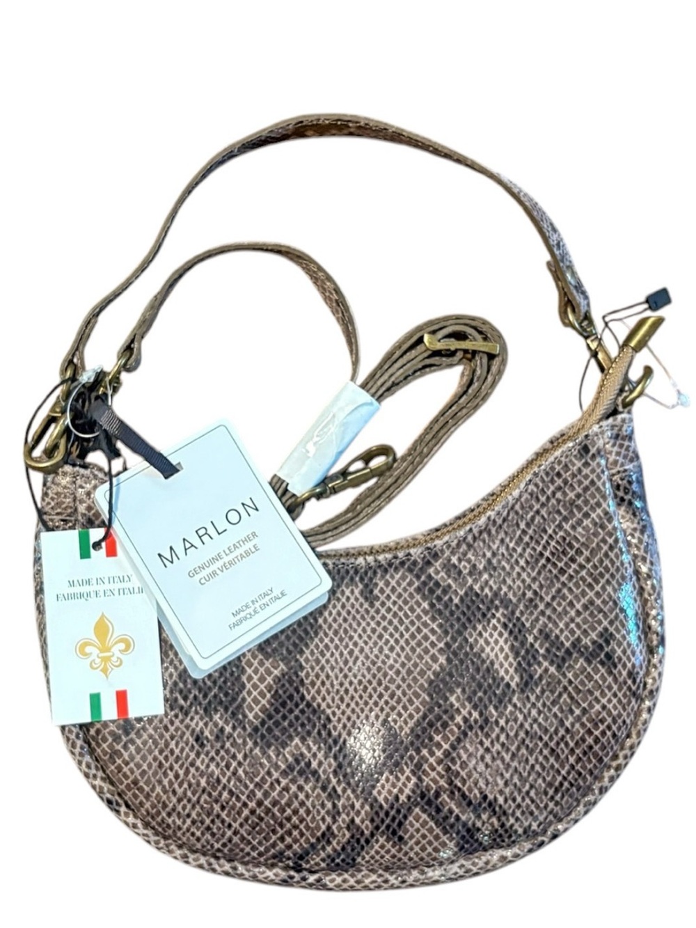 Marlon Leather Snakeskin Crossbody/Shoulder Bag/Purse